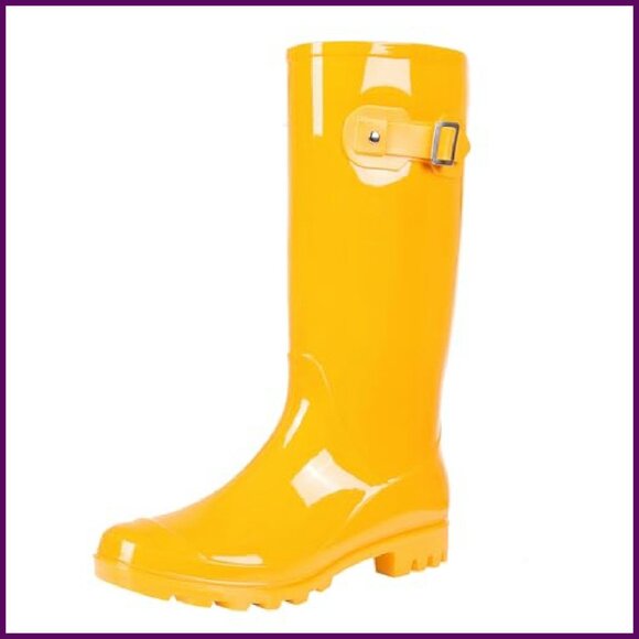 Knee High Rain Boots Narrow Calf Waterproof PVC Fashion Tall Shoes - Picture 2 of 7